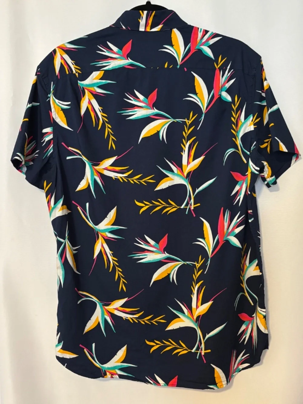 J.Crew Slim Fit Tropical Floral Button Shirt Navy Short Sleeve Men M
